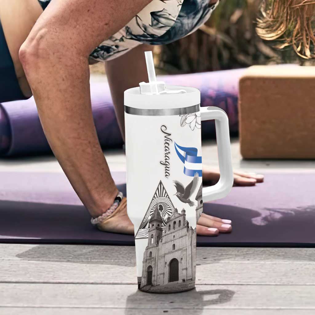 Nicaragua Leon Cathedral Tumbler With Handle Motmot with Plumeria Style - Wonder Print Shop