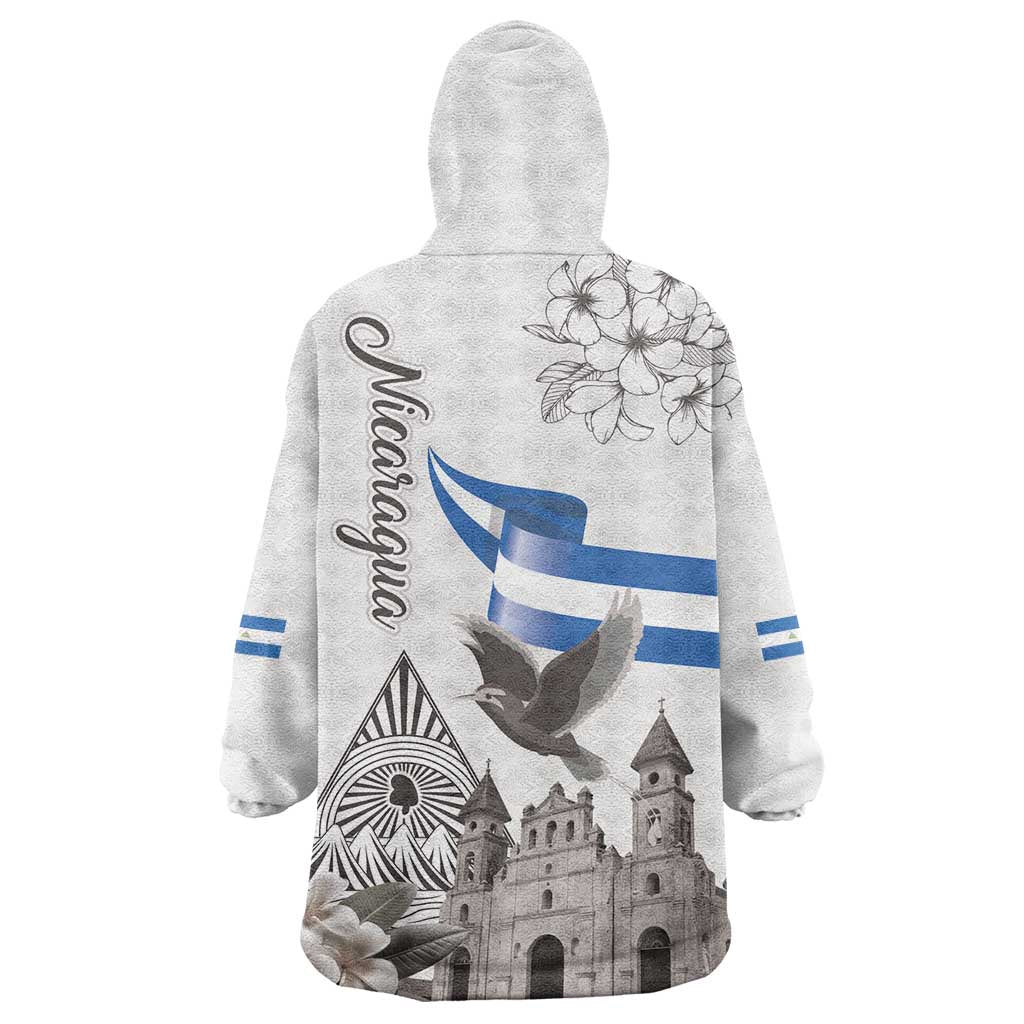 Nicaragua Leon Cathedral Wearable Blanket Hoodie Motmot with Plumeria Style - Wonder Print Shop