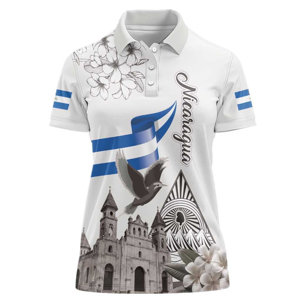 Nicaragua Leon Cathedral Women Polo Shirt Motmot with Plumeria Style - Wonder Print Shop