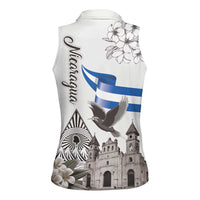 Nicaragua Leon Cathedral Women Sleeveless Polo Shirt Motmot with Plumeria Style - Wonder Print Shop