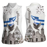 Nicaragua Leon Cathedral Women Sleeveless Polo Shirt Motmot with Plumeria Style - Wonder Print Shop