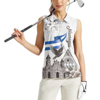 Nicaragua Leon Cathedral Women Sleeveless Polo Shirt Motmot with Plumeria Style - Wonder Print Shop