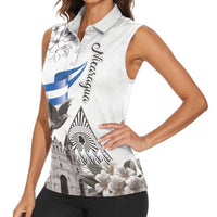Nicaragua Leon Cathedral Women Sleeveless Polo Shirt Motmot with Plumeria Style - Wonder Print Shop