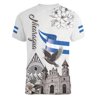 Nicaragua Leon Cathedral Women V-Neck T-Shirt Motmot with Plumeria Style - Wonder Print Shop