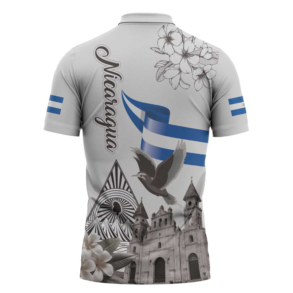Nicaragua Leon Cathedral Zipper Polo Shirt Motmot with Plumeria Style - Wonder Print Shop