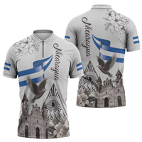 Nicaragua Leon Cathedral Zipper Polo Shirt Motmot with Plumeria Style - Wonder Print Shop