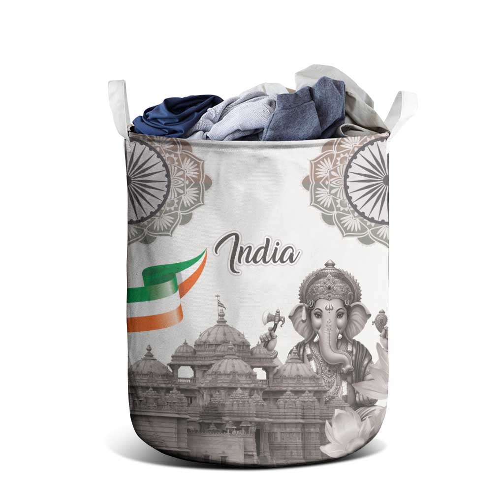 India Ganesha and Akshardham Laundry Basket Lord Ganpati Lotus Flag Style - Wonder Print Shop