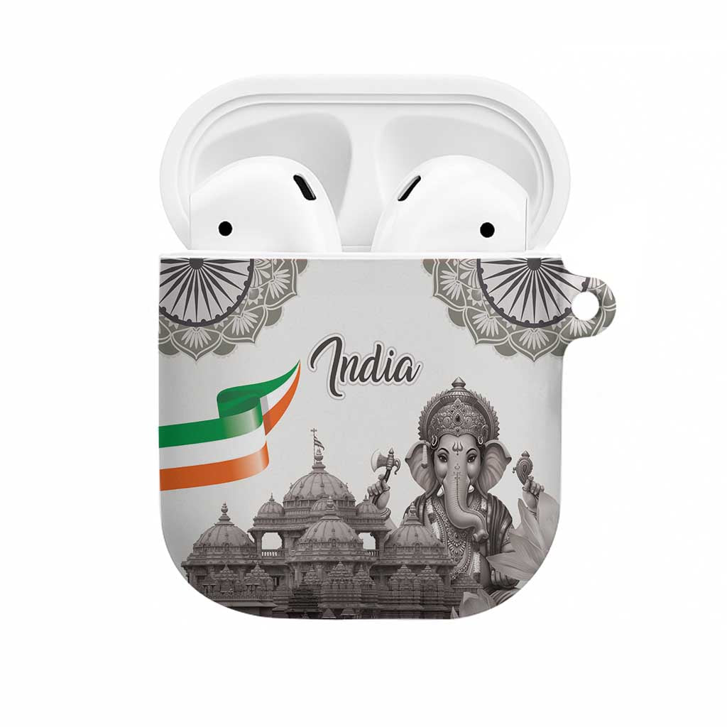 India Ganesha and Akshardham AirPods Case Lord Ganpati Lotus Flag Style - Wonder Print Shop