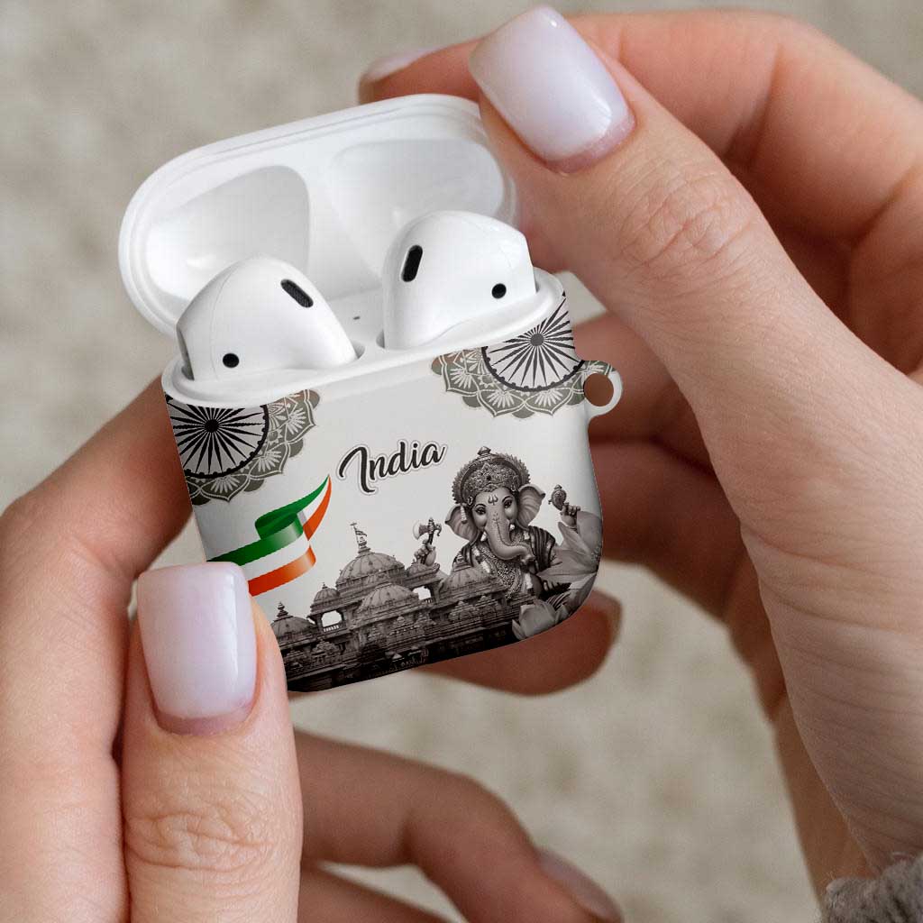 India Ganesha and Akshardham AirPods Case Lord Ganpati Lotus Flag Style - Wonder Print Shop