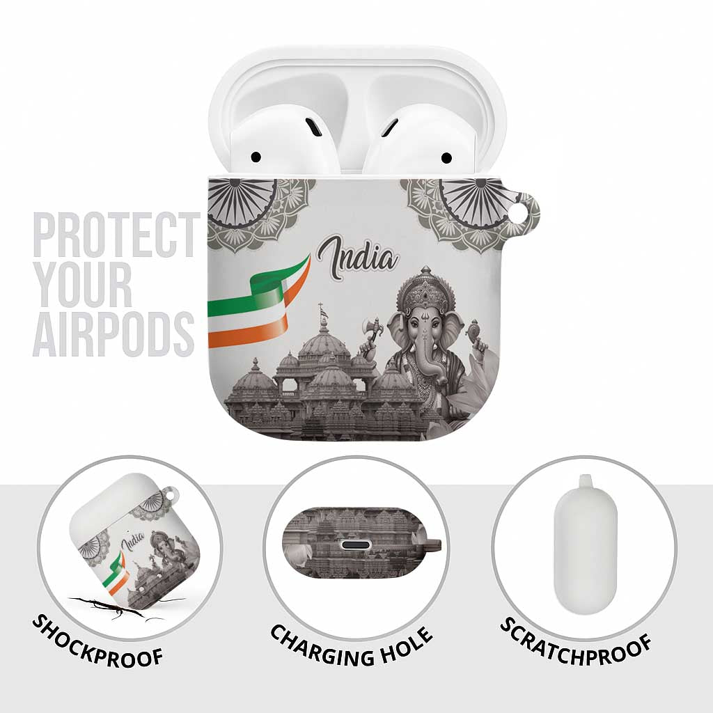 India Ganesha and Akshardham AirPods Case Lord Ganpati Lotus Flag Style - Wonder Print Shop