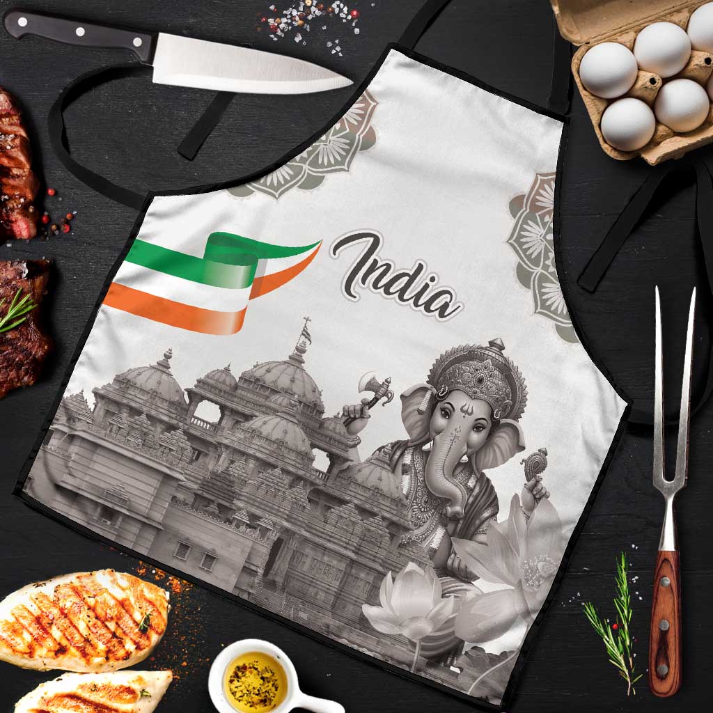 India Ganesha and Akshardham Apron Lord Ganpati Lotus Flag Style - Wonder Print Shop