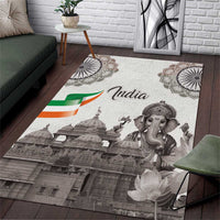 India Ganesha and Akshardham Area Rug Lord Ganpati Lotus Flag Style - Wonder Print Shop