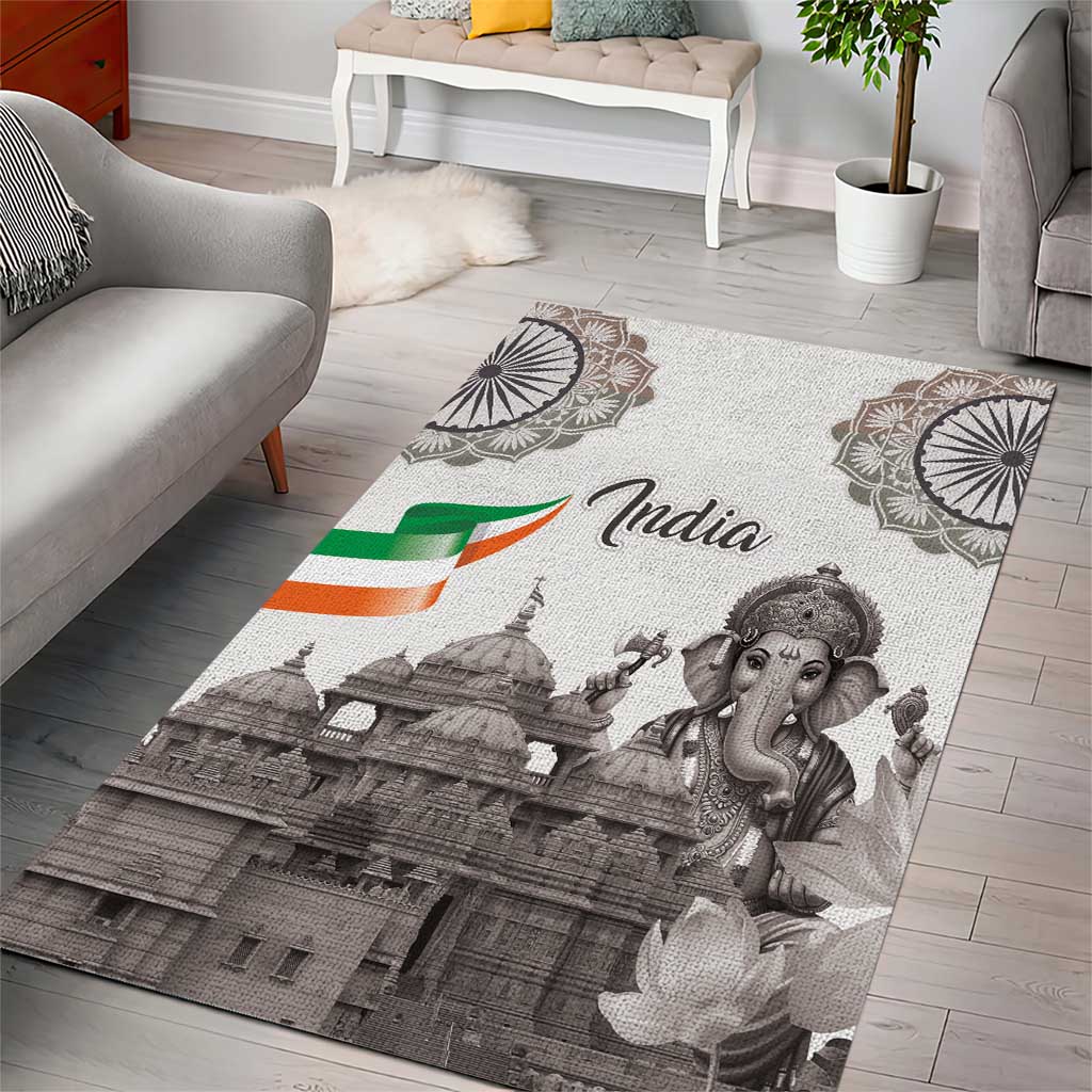 India Ganesha and Akshardham Area Rug Lord Ganpati Lotus Flag Style - Wonder Print Shop