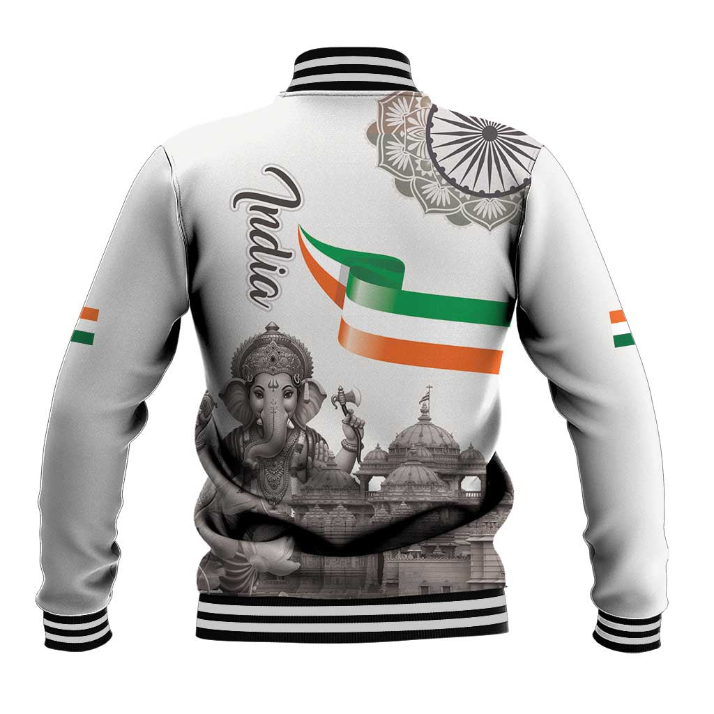 India Ganesha and Akshardham Baseball Jacket Lord Ganpati Lotus Flag Style - Wonder Print Shop