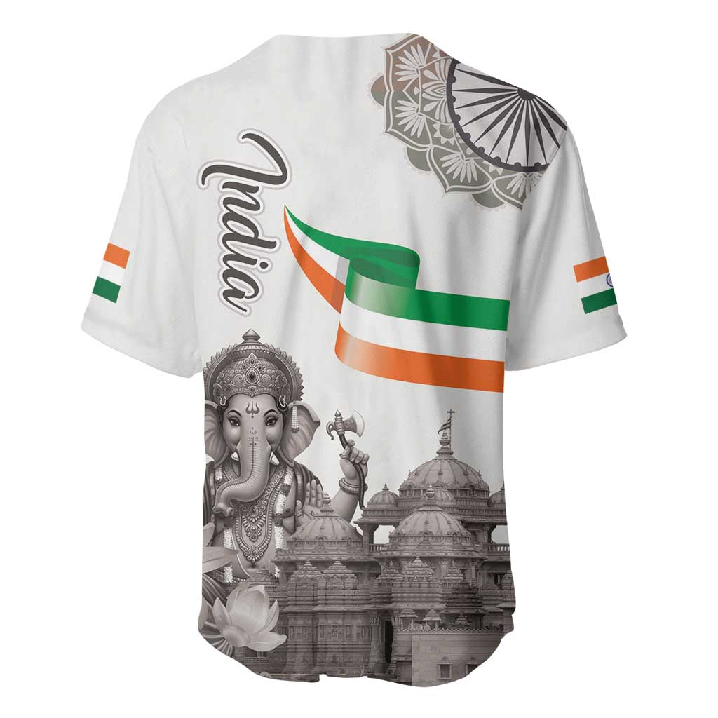 India Ganesha and Akshardham Baseball Jersey Lord Ganpati Lotus Flag Style - Wonder Print Shop