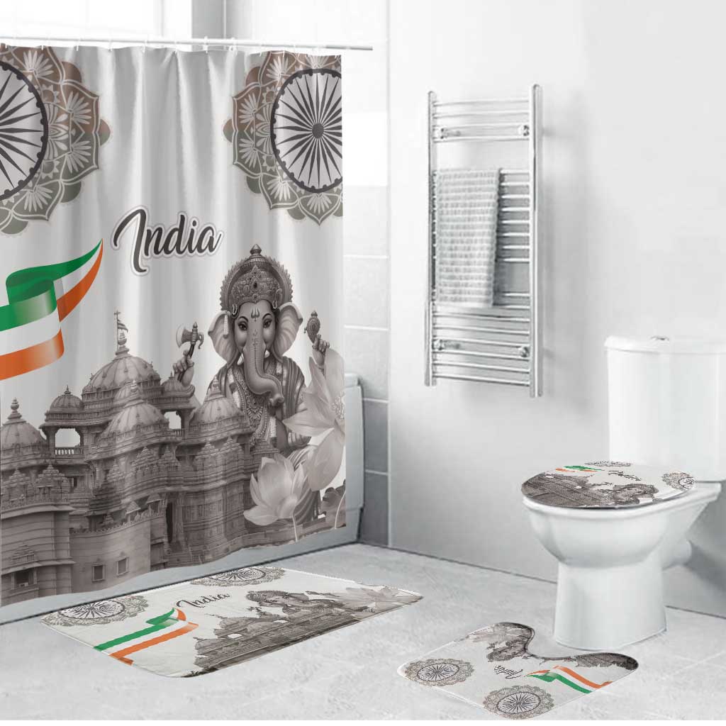 India Ganesha and Akshardham Bathroom Set Lord Ganpati Lotus Flag Style - Wonder Print Shop