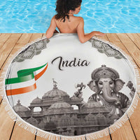 India Ganesha and Akshardham Beach Blanket Lord Ganpati Lotus Flag Style - Wonder Print Shop