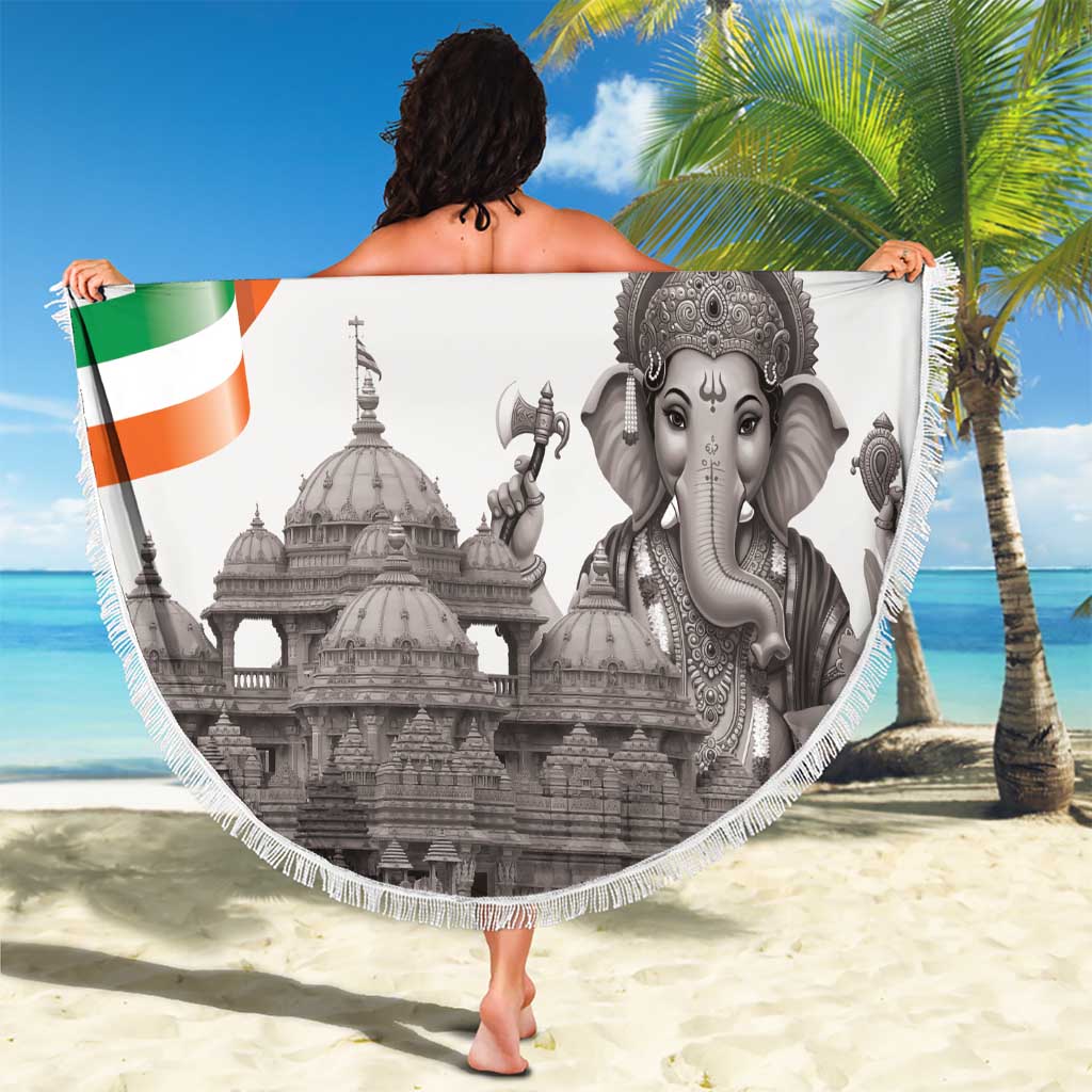 India Ganesha and Akshardham Beach Blanket Lord Ganpati Lotus Flag Style - Wonder Print Shop