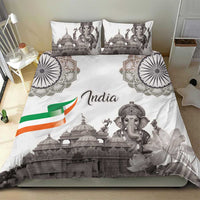 India Ganesha and Akshardham Bedding Set Lord Ganpati Lotus Flag Style - Wonder Print Shop