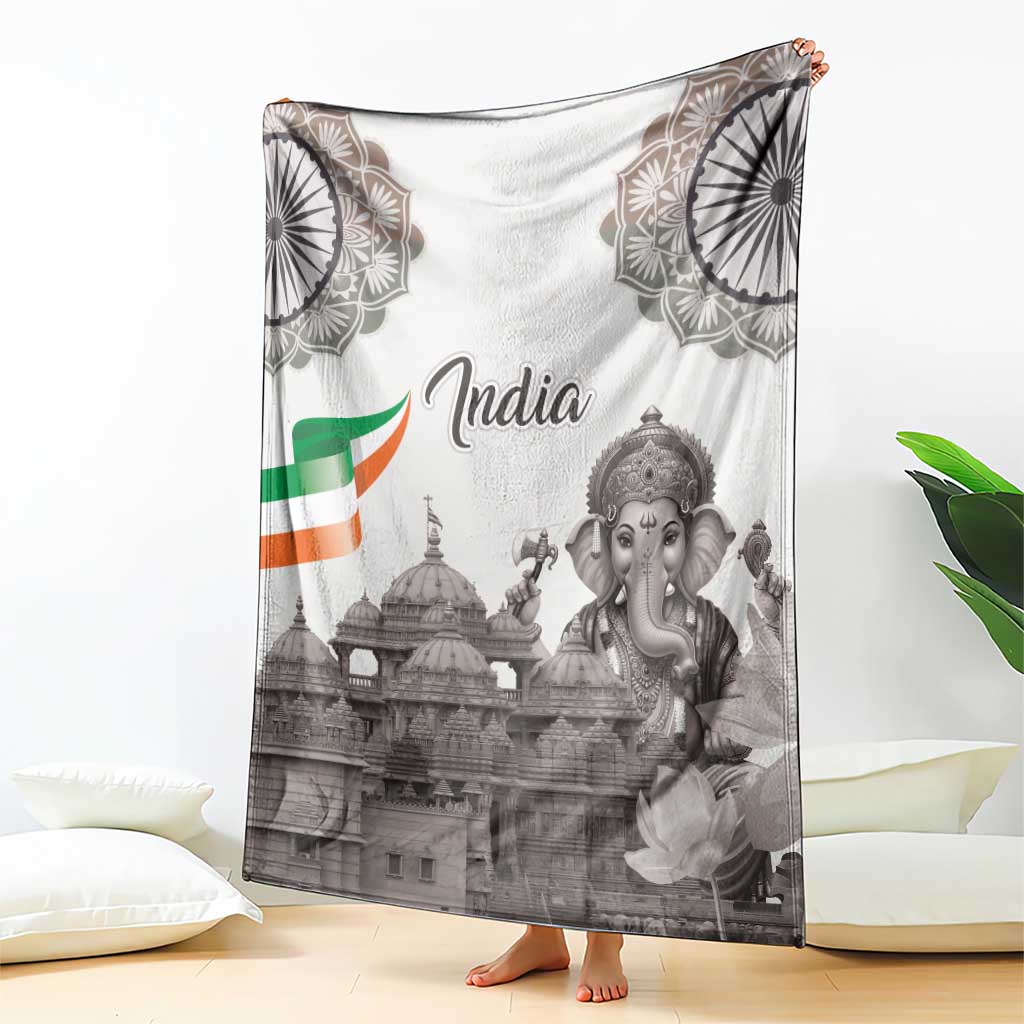 India Ganesha and Akshardham Blanket Lord Ganpati Lotus Flag Style - Wonder Print Shop