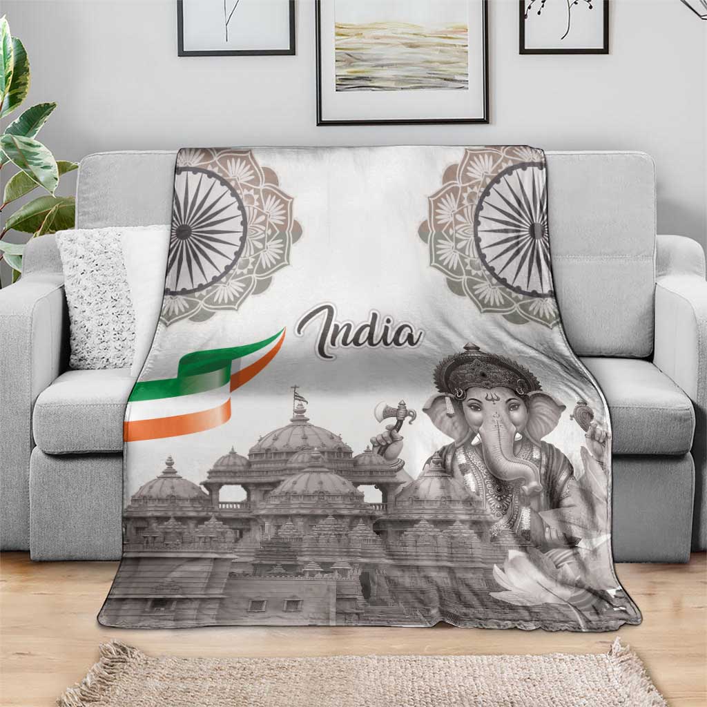 India Ganesha and Akshardham Blanket Lord Ganpati Lotus Flag Style - Wonder Print Shop