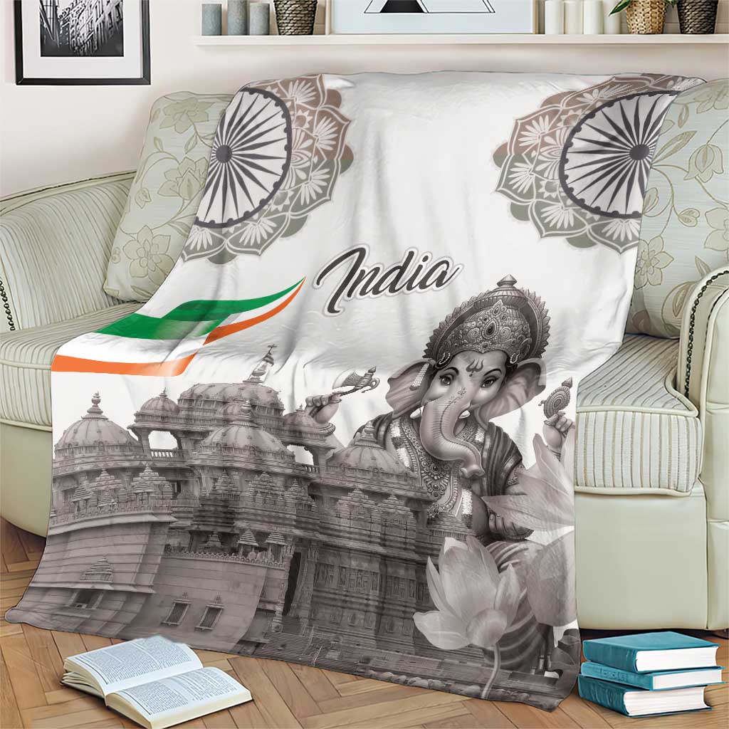 India Ganesha and Akshardham Blanket Lord Ganpati Lotus Flag Style - Wonder Print Shop