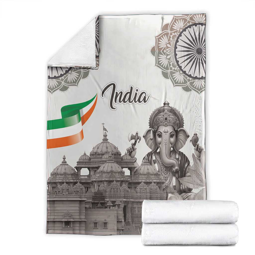 India Ganesha and Akshardham Blanket Lord Ganpati Lotus Flag Style - Wonder Print Shop