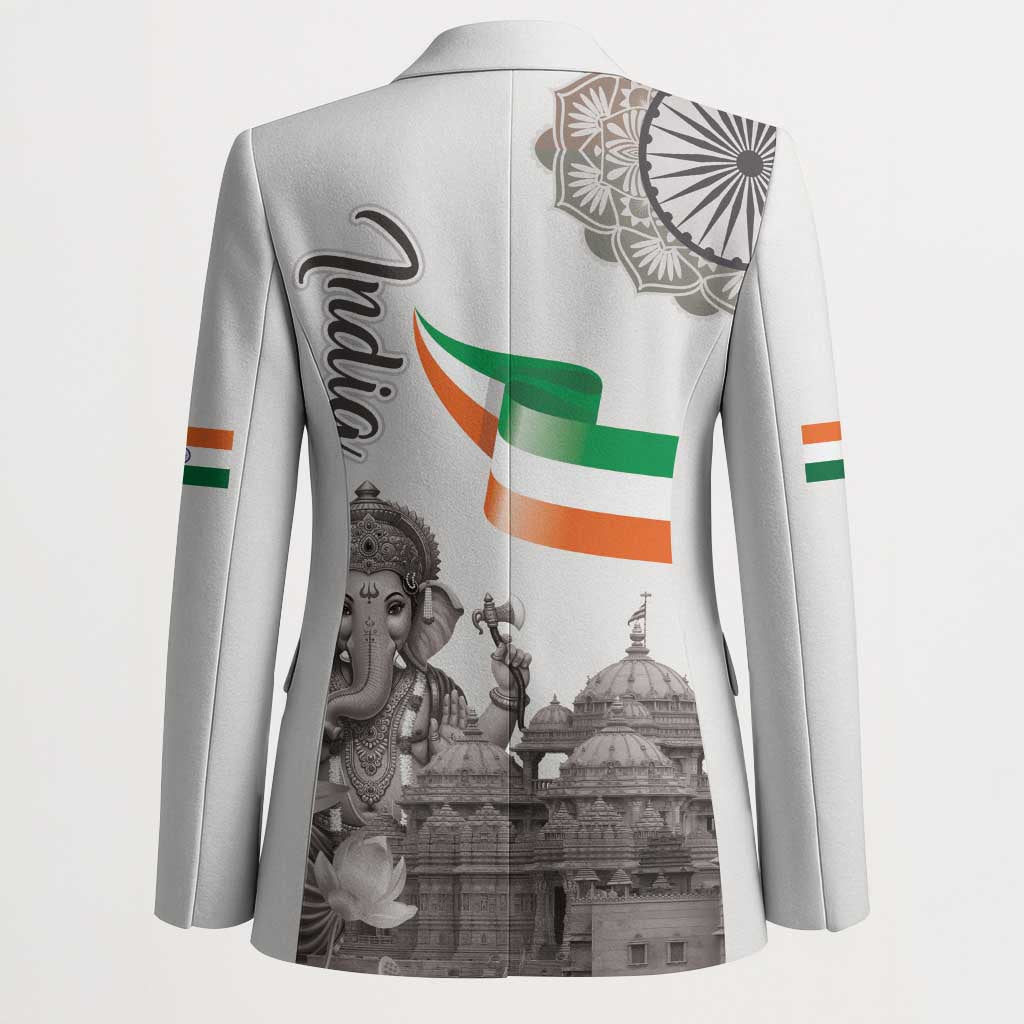 India Ganesha and Akshardham Blazer Lord Ganpati Lotus Flag Style - Wonder Print Shop