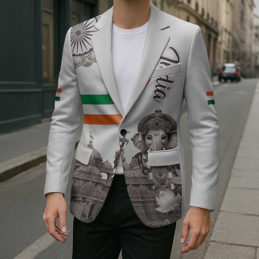 India Ganesha and Akshardham Blazer Lord Ganpati Lotus Flag Style - Wonder Print Shop