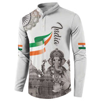 India Ganesha and Akshardham Button Sweatshirt Lord Ganpati Lotus Flag Style - Wonder Print Shop