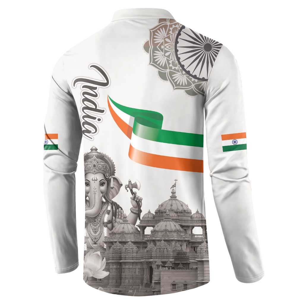 India Ganesha and Akshardham Button Sweatshirt Lord Ganpati Lotus Flag Style - Wonder Print Shop