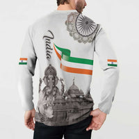 India Ganesha and Akshardham Button Sweatshirt Lord Ganpati Lotus Flag Style - Wonder Print Shop