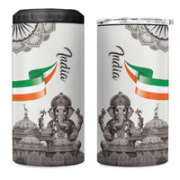 India Ganesha and Akshardham 4 in 1 Can Cooler Tumbler Lord Ganpati Lotus Flag Style - Wonder Print Shop