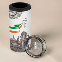 India Ganesha and Akshardham 4 in 1 Can Cooler Tumbler Lord Ganpati Lotus Flag Style - Wonder Print Shop