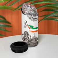 India Ganesha and Akshardham 4 in 1 Can Cooler Tumbler Lord Ganpati Lotus Flag Style - Wonder Print Shop