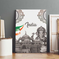 India Ganesha and Akshardham Canvas Wall Art Lord Ganpati Lotus Flag Style - Wonder Print Shop