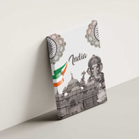 India Ganesha and Akshardham Canvas Wall Art Lord Ganpati Lotus Flag Style - Wonder Print Shop