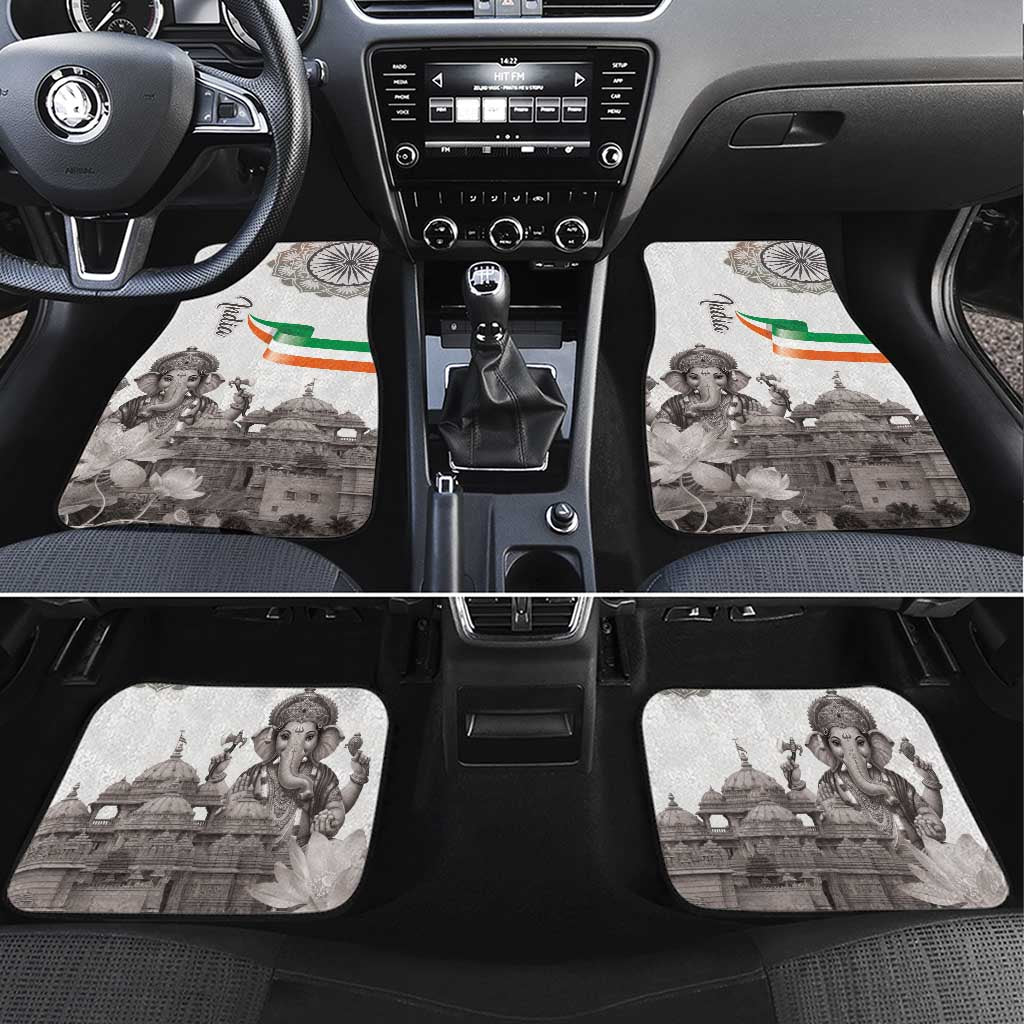 India Ganesha and Akshardham Car Mats Lord Ganpati Lotus Flag Style - Wonder Print Shop