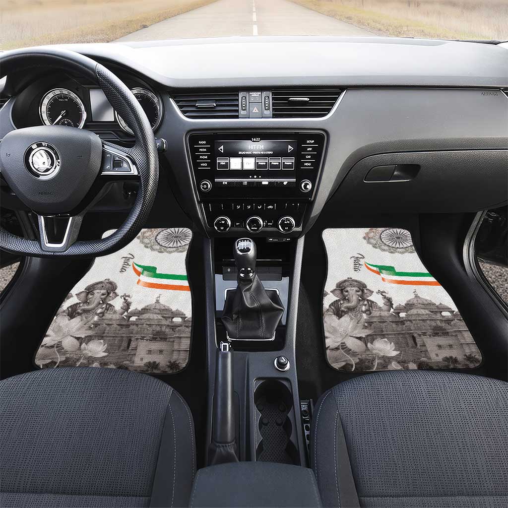 India Ganesha and Akshardham Car Mats Lord Ganpati Lotus Flag Style - Wonder Print Shop