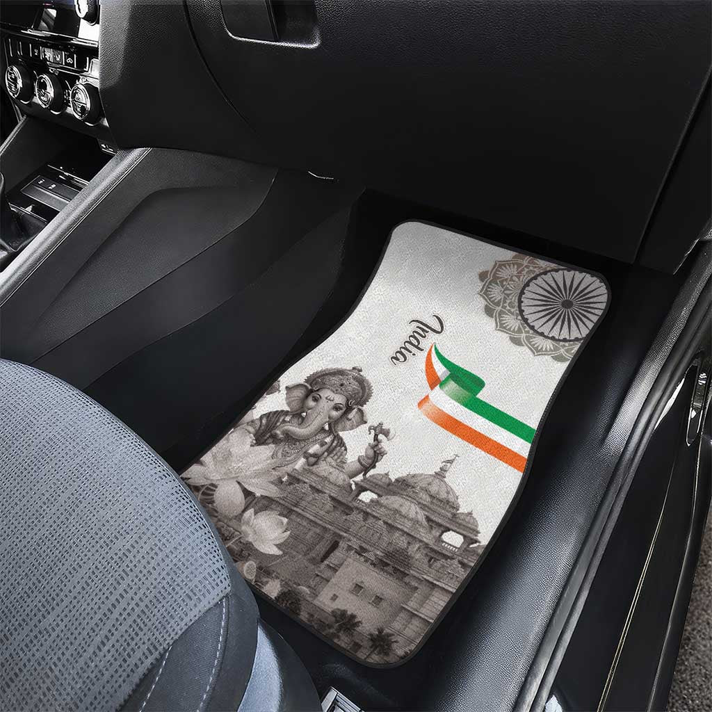 India Ganesha and Akshardham Car Mats Lord Ganpati Lotus Flag Style - Wonder Print Shop