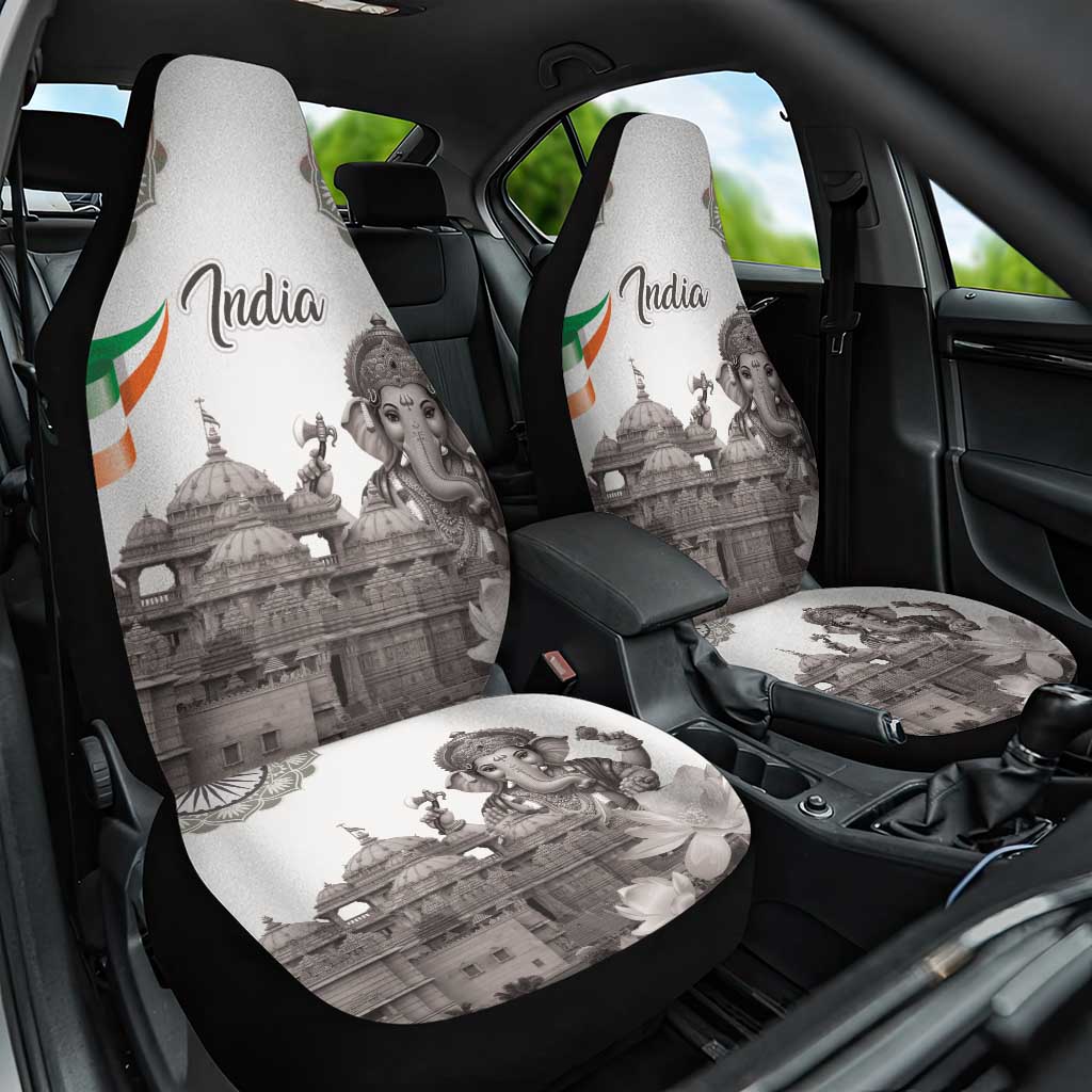India Ganesha and Akshardham Car Seat Cover Lord Ganpati Lotus Flag Style - Wonder Print Shop