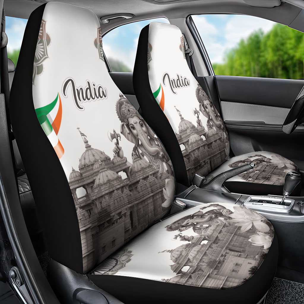 India Ganesha and Akshardham Car Seat Cover Lord Ganpati Lotus Flag Style - Wonder Print Shop