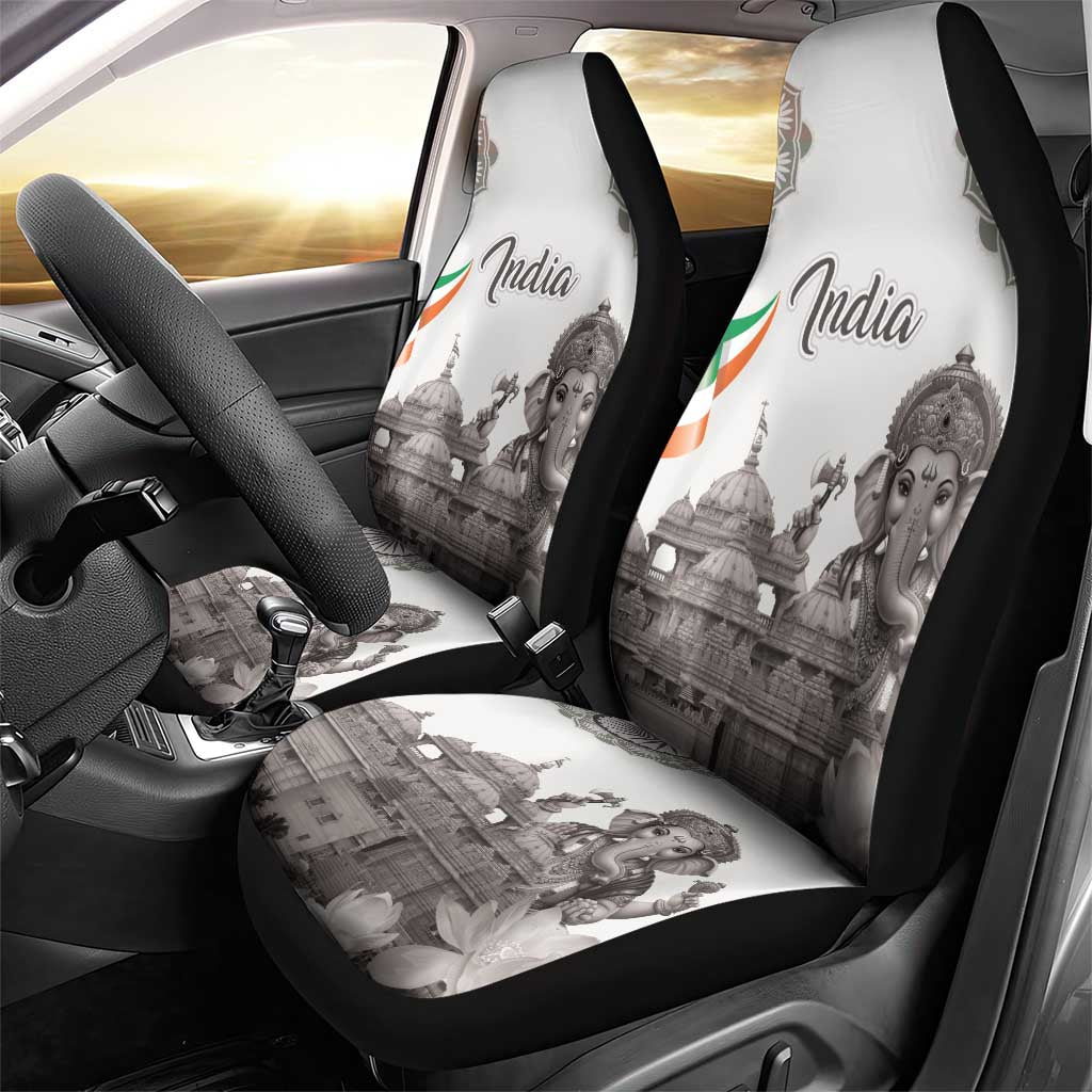India Ganesha and Akshardham Car Seat Cover Lord Ganpati Lotus Flag Style - Wonder Print Shop