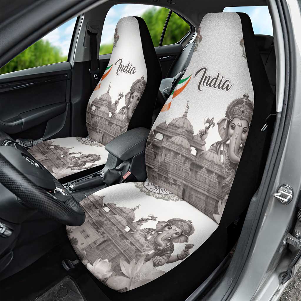 India Ganesha and Akshardham Car Seat Cover Lord Ganpati Lotus Flag Style - Wonder Print Shop