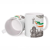 India Ganesha and Akshardham Ceramic Mug Lord Ganpati Lotus Flag Style - Wonder Print Shop