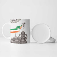 India Ganesha and Akshardham Ceramic Mug Lord Ganpati Lotus Flag Style - Wonder Print Shop