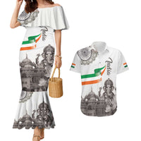 India Ganesha and Akshardham Couples Matching Mermaid Dress and Hawaiian Shirt Lord Ganpati Lotus Flag Style - Wonder Print Shop