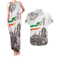 India Ganesha and Akshardham Couples Matching Tank Maxi Dress and Hawaiian Shirt Lord Ganpati Lotus Flag Style - Wonder Print Shop