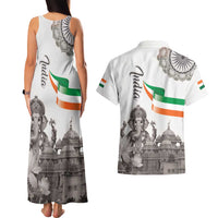 India Ganesha and Akshardham Couples Matching Tank Maxi Dress and Hawaiian Shirt Lord Ganpati Lotus Flag Style - Wonder Print Shop
