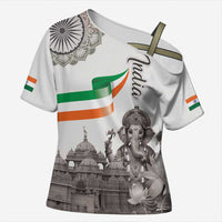 India Ganesha and Akshardham Cross Shoulder Shirt Lord Ganpati Lotus Flag Style - Wonder Print Shop